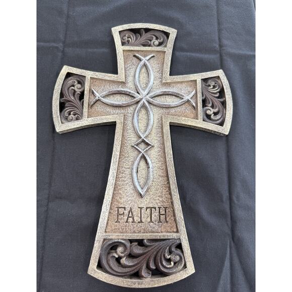 Faith Wall Cross Rustic Metal Look Christian Decor Religious Plaque 12” - Picture 6 of 10